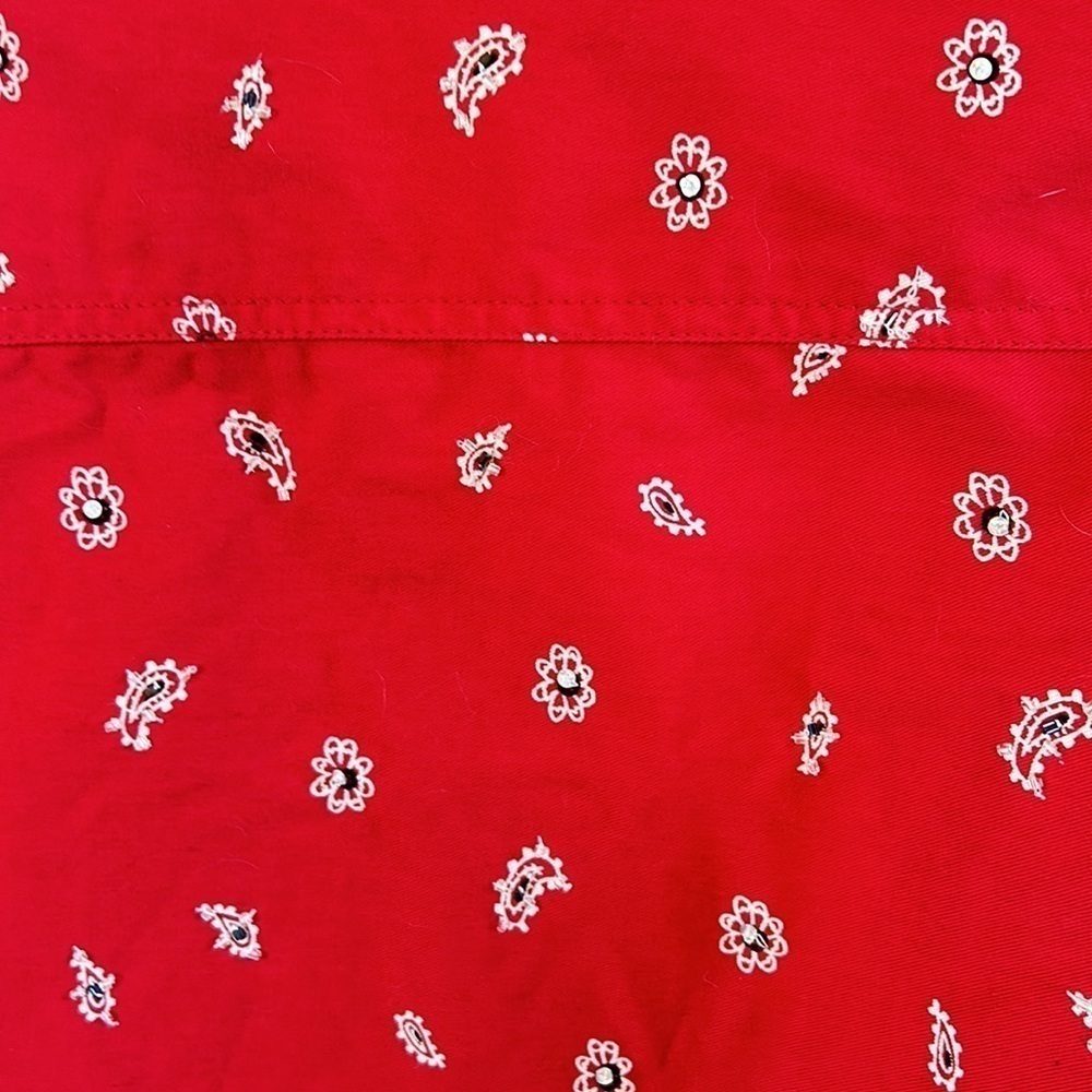 The Quacker Factory Western Vintage Red Bandanna Print Jacket Cowgirl Rockabilly - Picture 7 of 7